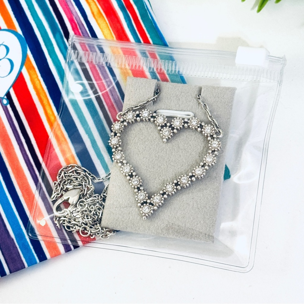 BRIGHTON Twinkle Silver Heart Crystals Necklace - Picture 10 of 12
